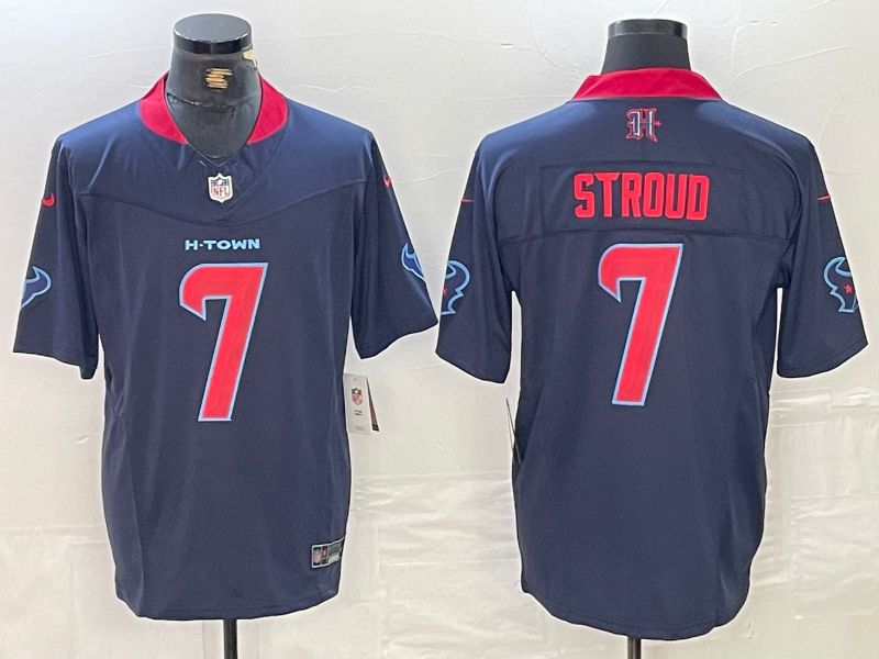 Men Houston Texans 7 Stroud Blue Three generations 2025 Nike Limited NFL Jersey style 31